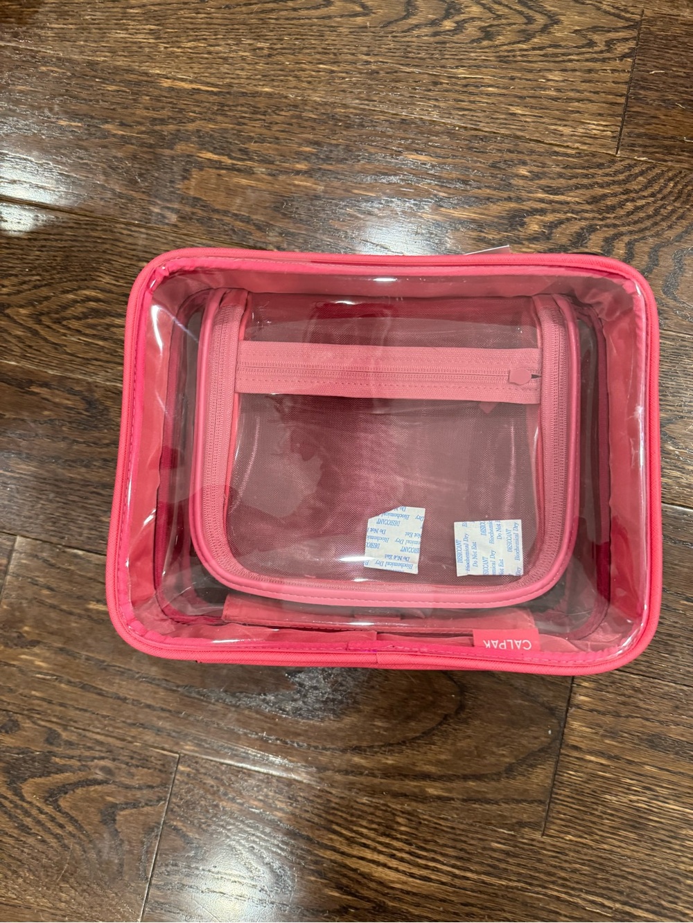 Calpak Clear Pink Cosmetic Organizer Set hot pink